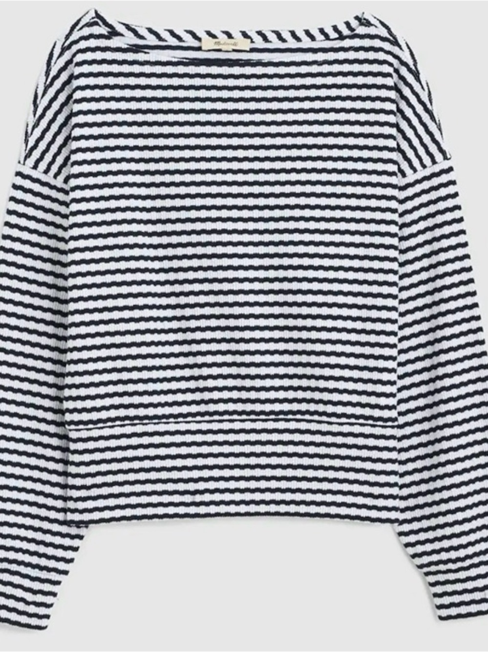 NWT Madewell Textural-Stitch Boatneck Top, Size L